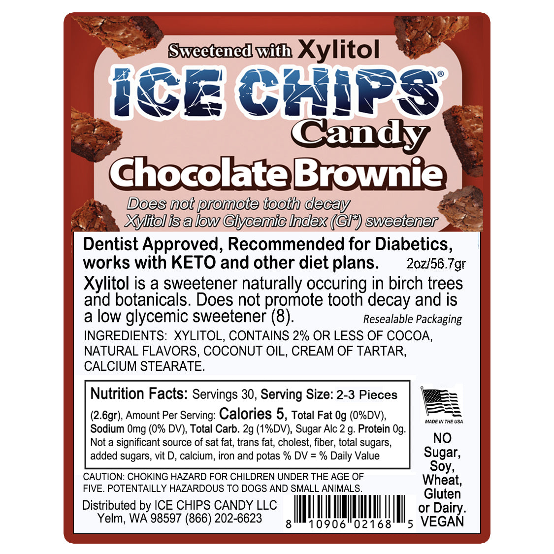 ICE CHIPS® Chocolate Brownie Xylitol Candy