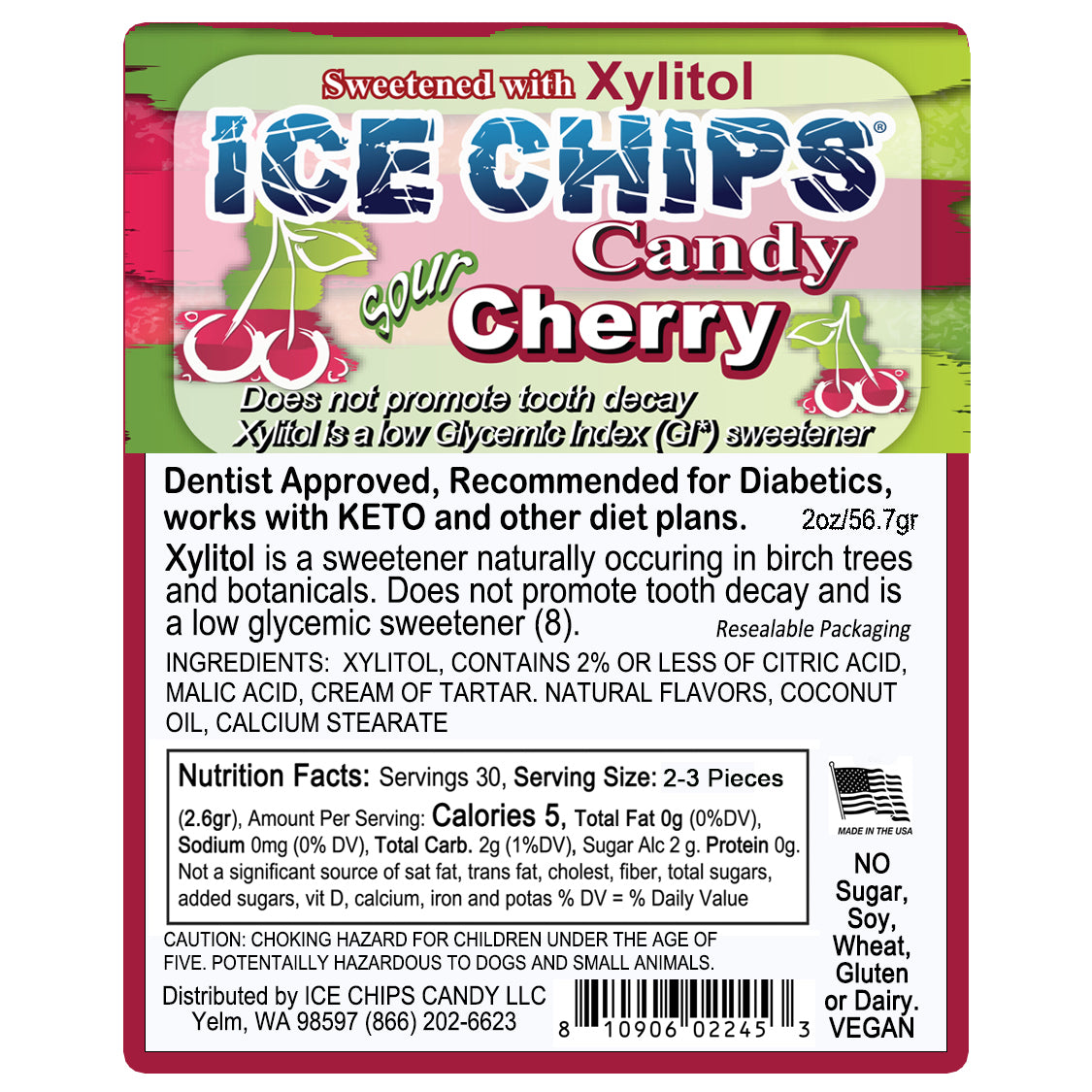 ICE CHIPS® Sour Cherry Xylitol Candy