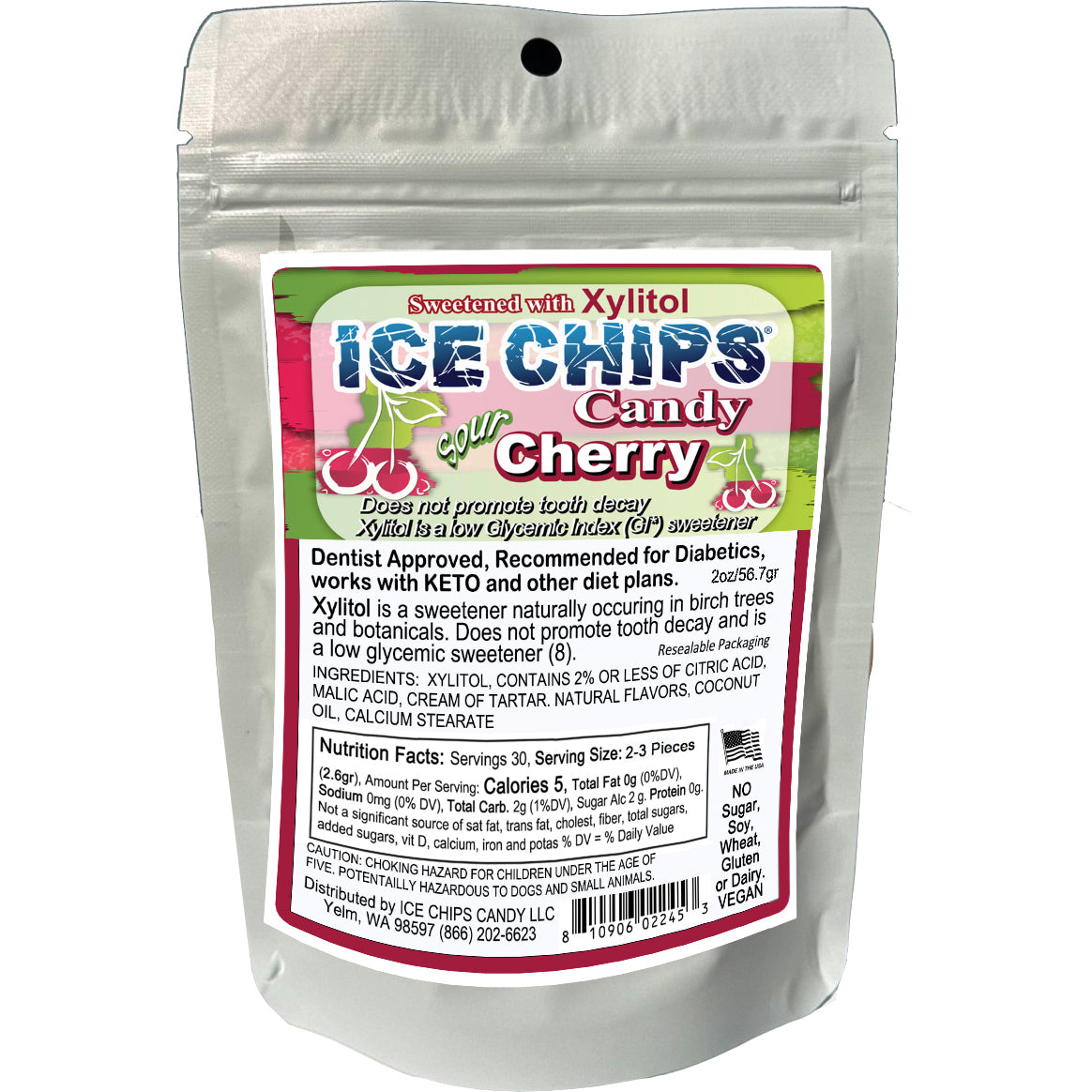 ICE CHIPS® Sour Cherry Xylitol Candy