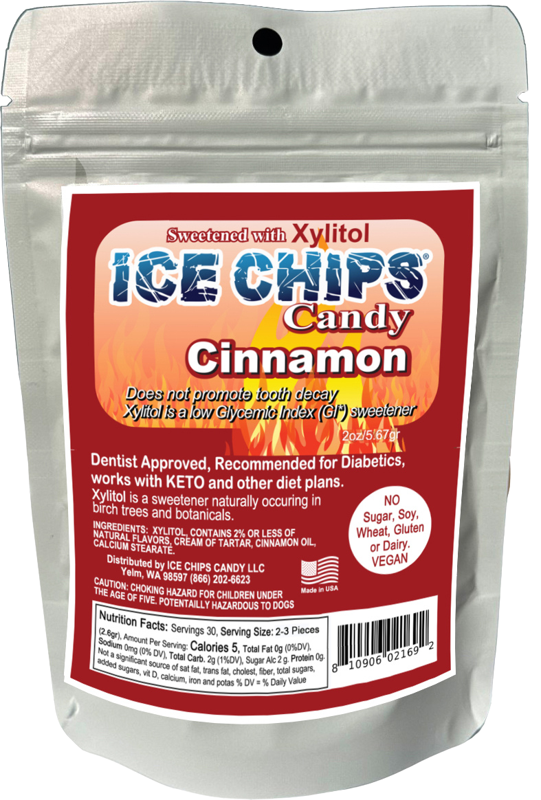 Ice Chips Cinnamon sugar-free xylitol candy pouch