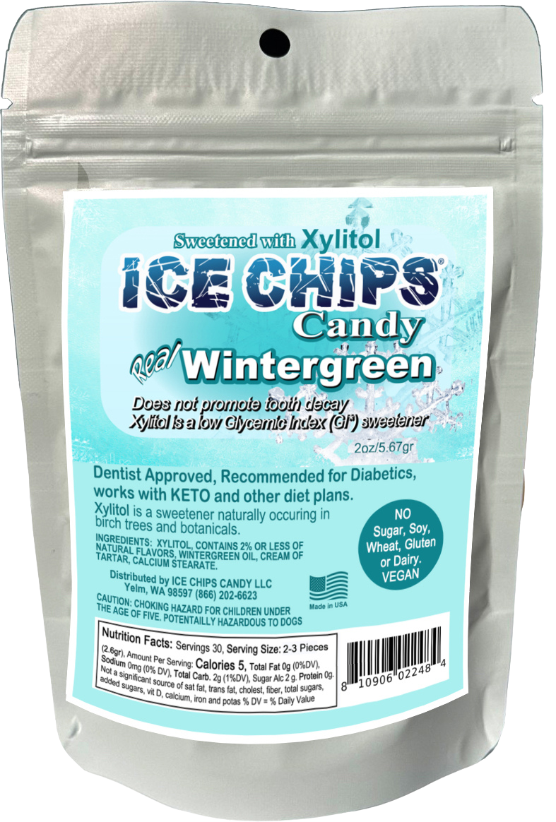 Ice Chips Wintergreen sugar-free xylitol mints pouch