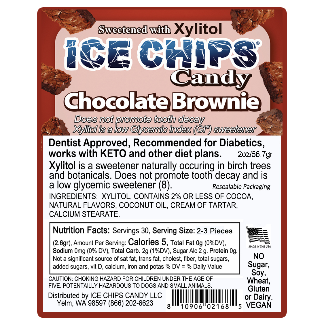 ICE CHIPS® Chocolate Brownie Xylitol Candy