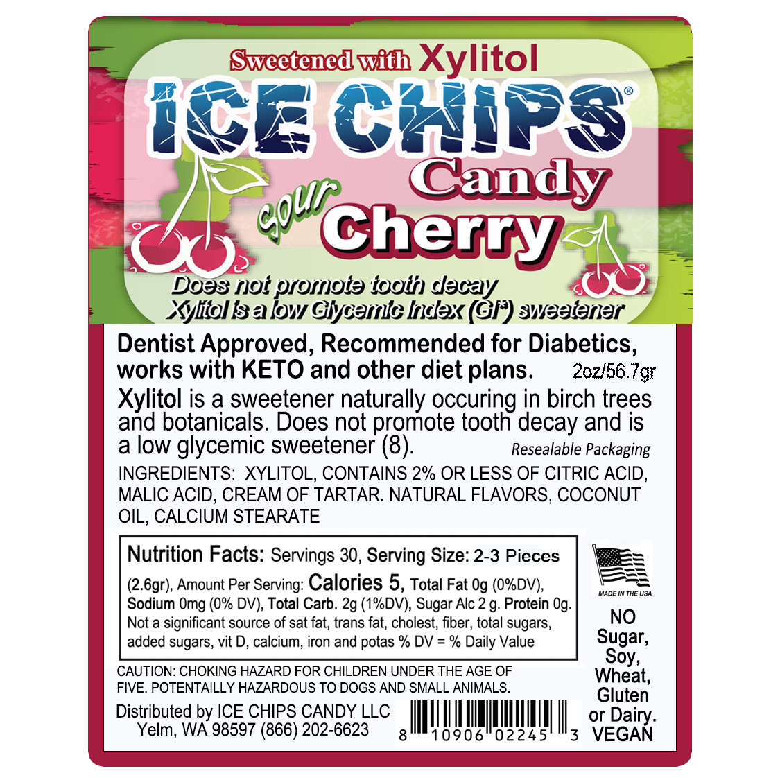 ICE CHIPS® Sour Cherry Xylitol Candy
